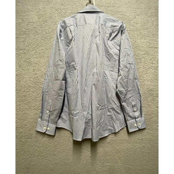 Men's Plaid Standard Fit Non Iron Blue Long Sleeve Button Down Shirt XL  New - Picture 2 of 10